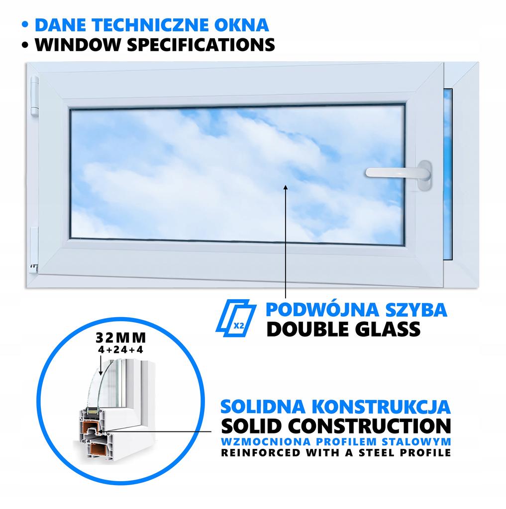 Fereastră PVC Stejar Auriu 1165X535 Stânga Nouă Deschidere-Basculare Dublă Geam Ru