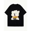 Oversized T Shirt Black Cute White Dog With Scarf Print Casual Everyday Wear