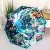 Automatic Folding Umbrella with Underwater Coral Reef Design - Vibrant Turtles & Fish Scene, Portable Collapsible for All Seas