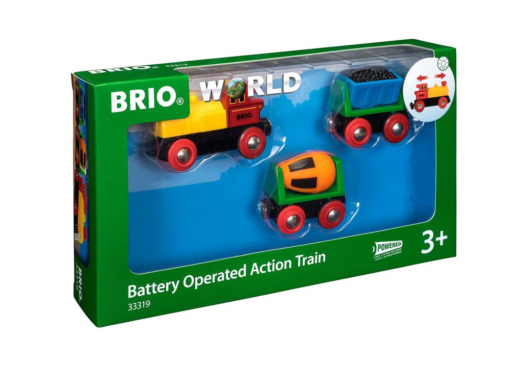 BRIO WORLD Power Action Tåg [3 delar] Åldrar 3 år och uppåt (Leksakståg, träspår, elektriskt lok) 33319