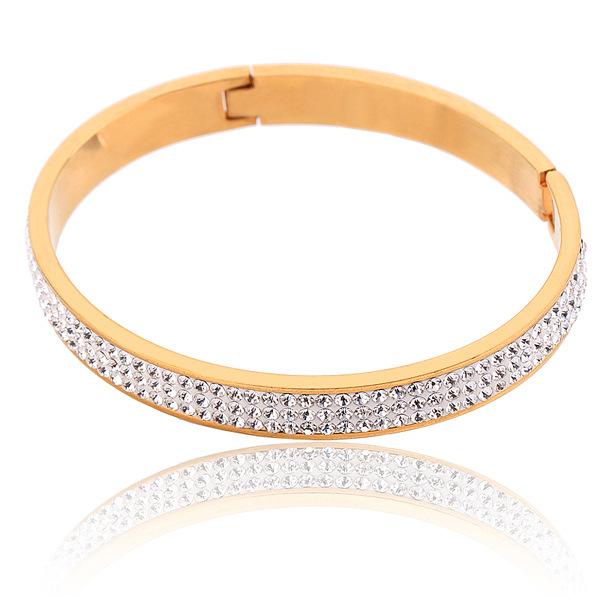 

Открытый 3-рядный браслет с инкрустацией глиной и цирконом, простой универсальный индивидуальный браслет для женщин золотой