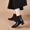 Pointed Short Boots Straight Boots Women's Simple Temperament Rear Zipper Leather Boots High Heel Chelsea Boots