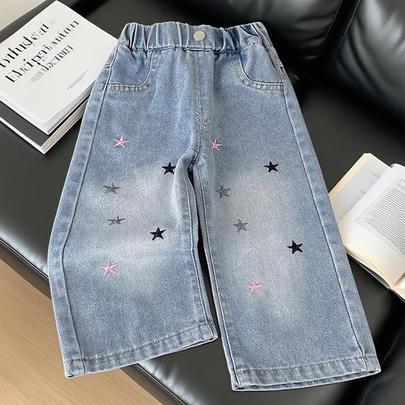 Dívčí měkké prané široké džínové džíny na podzim 2025