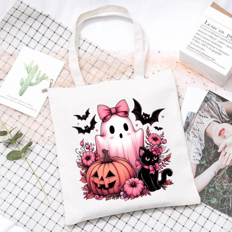 Halloween Halloween Printed Canvas Bag Lazy Style Trend Student Leisure Shoulder Bag Large Capacity