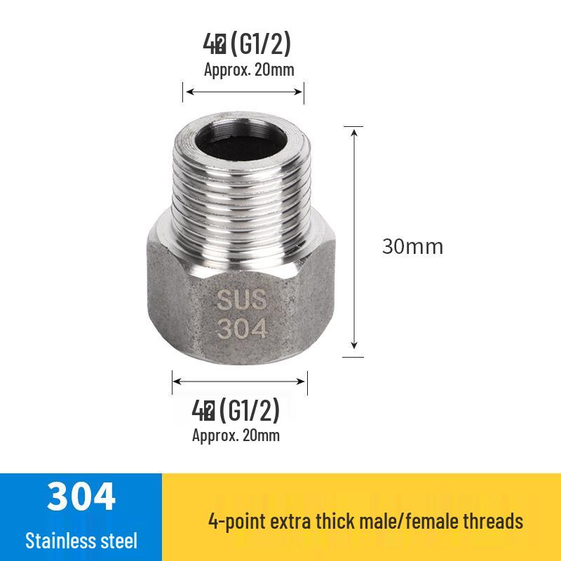 Redutor Rosqueado Vermelho de Aço Inoxidável Espessado Macho/Fêmea: Extensão de Tubo de Água de 6 para 4 Pontos, 25 para 20