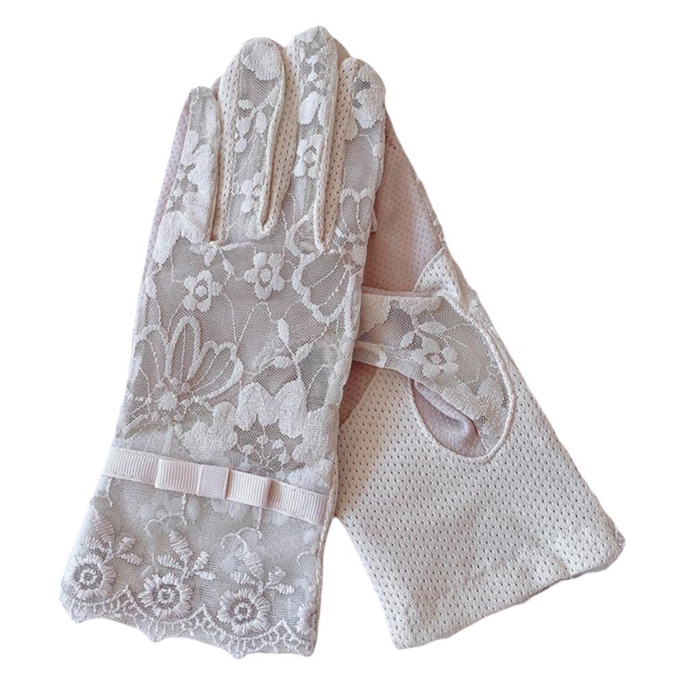 Lace Women Sun Protection Gloves Anti-skid Ice Silk Lace Gloves  Sun Protection серый
