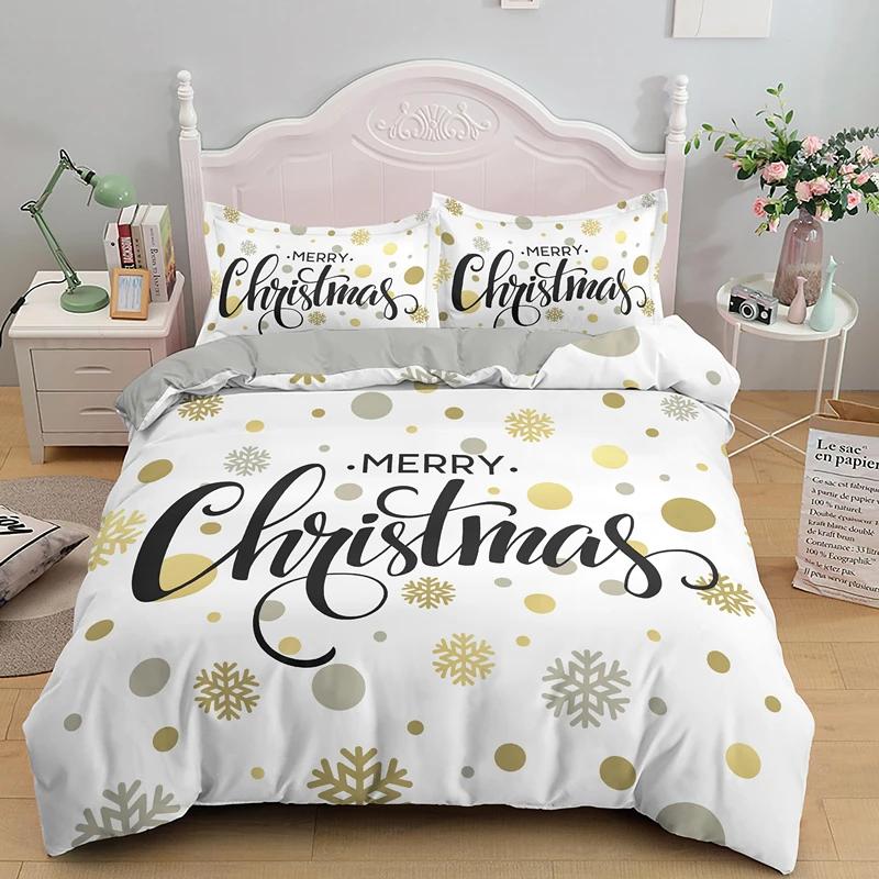 3D Printed Merry Christmas Bedding Set Queen/Twin/King Size  Christmas Decoration Home Bedclothes with Bedding Pillow
