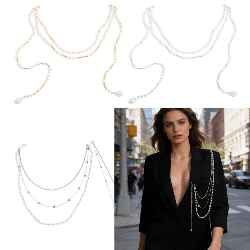 Stilvoller Perlenquasten Halsketten-Brosche mit Kunstperlen Modische Bekleidungsaccessoires für Partys und die Arbeit