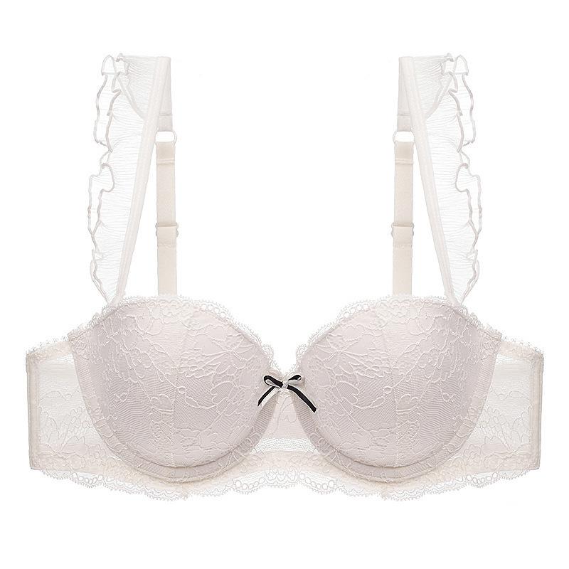

Популярное французское милое кружевное нижнее белье с оборками собирает маленькую грудь и показывает бюстгальтеры с большим верхом, сексуальное женское нижнее белье 85C
