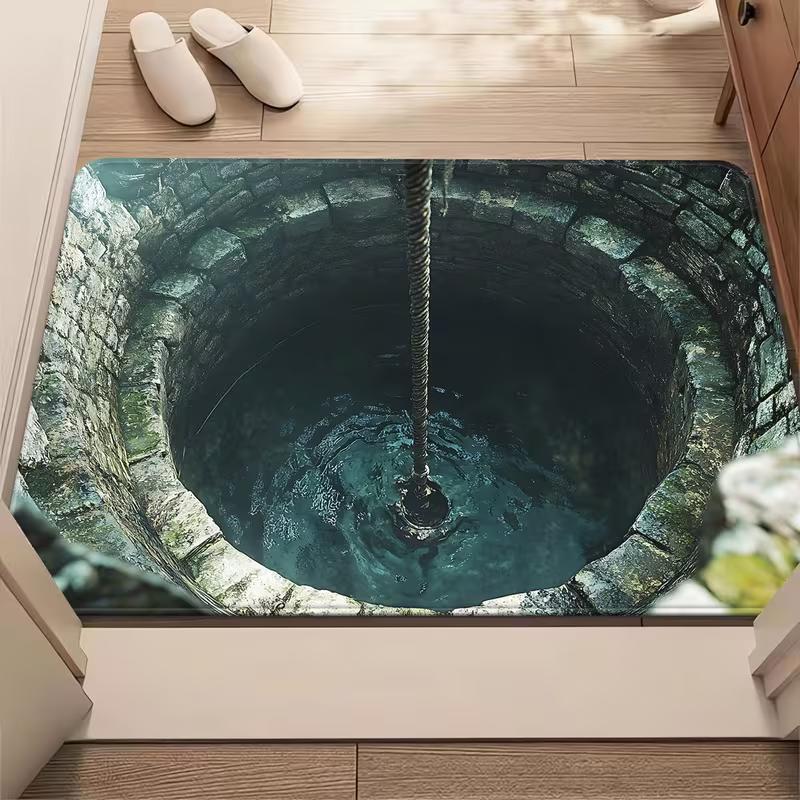2D Koi Fish Pond Door Mat Carp Entrance Rug Water Pool Visual Illusion Non-Slip Indoor Welcome Mat Garden Hallway Floor Decor