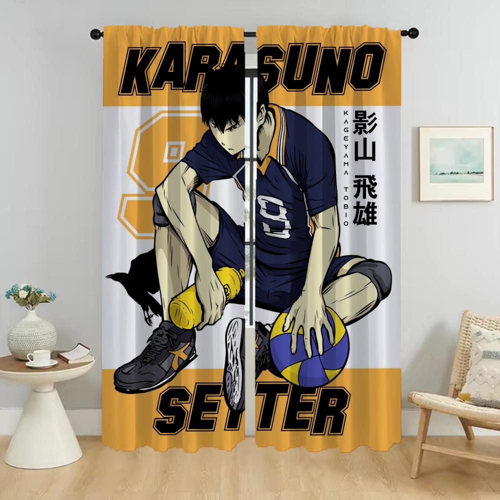 Anti-mosquito Curtains 2 Pieces Haikyuu Curtains for Living Room Curtain Partition Tulle for Bedroom Shades Halloween Decoration