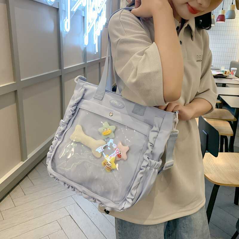 Průhledná taška přes rameno Studentská taška Crossbody Roztomilá dámská kabelka s velkou kapacitou