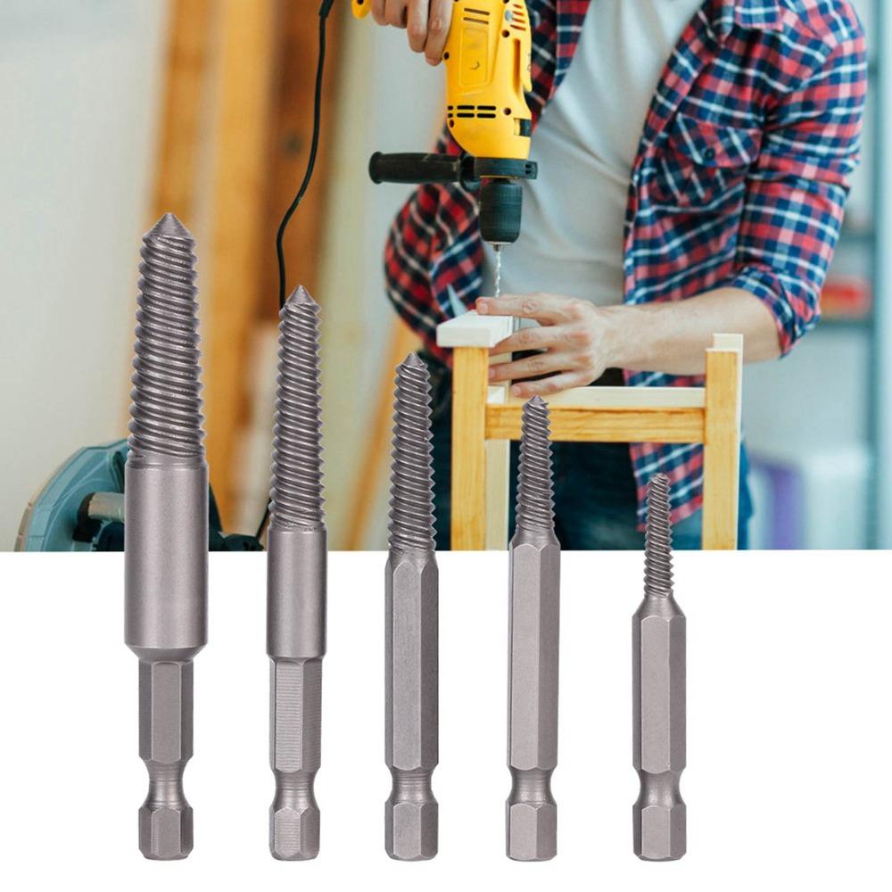 5PCS Hex Shank Broken Screw Extractor Stripped Screw Extractor Kit For Automotive Repair