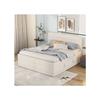 Łóżko podwójne pikowane - MUVOE - 200x140 cm - Beżowe - Stelaż listwowy - Duża przestrzeń do przechowywania