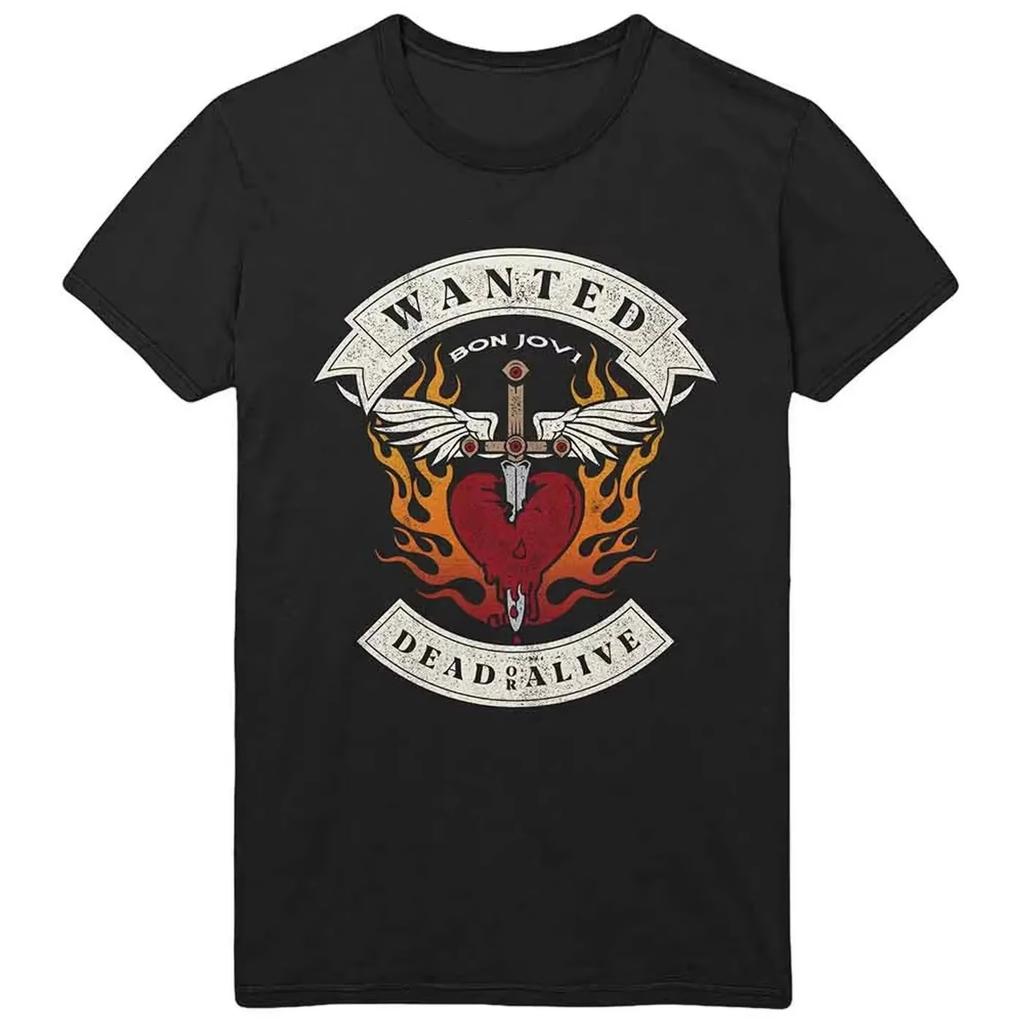 2026 Hot Sale Bon Jovi T-Shirt Heart & Dagger Logo Bon Jovi Shirt Tee Unisex Unisex Cotton Casual Loose Streetwear Oversized Tshirt