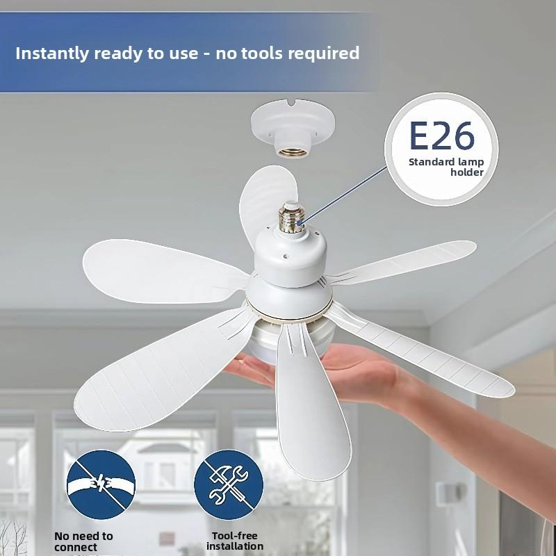 1 Stück Neuer E27 Schraub-Haushalts-Leiser Kleiner Deckenventilator mit Licht, Intelligenter Deckenventilator mit Licht Esszimmer Schlafzimmer Ventilatorlicht