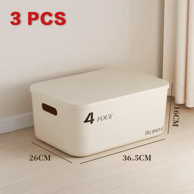 Stackable Storage Box with Lid Dustproof Cosmetics Clothing Grocery Storage Trunk Snack Storage Container Toy Storage Bin Basket