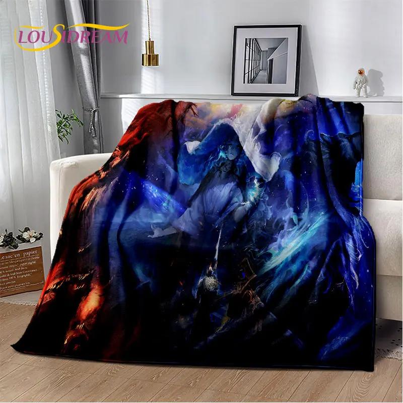 Elden Ring Jeu Joueur Couverture Peluche Douce Imprimée en 3D, Couverture Flanelle Couverture Jetée pour Salon Chambre à Coucher Lit Canapé Couverture Pique-nique