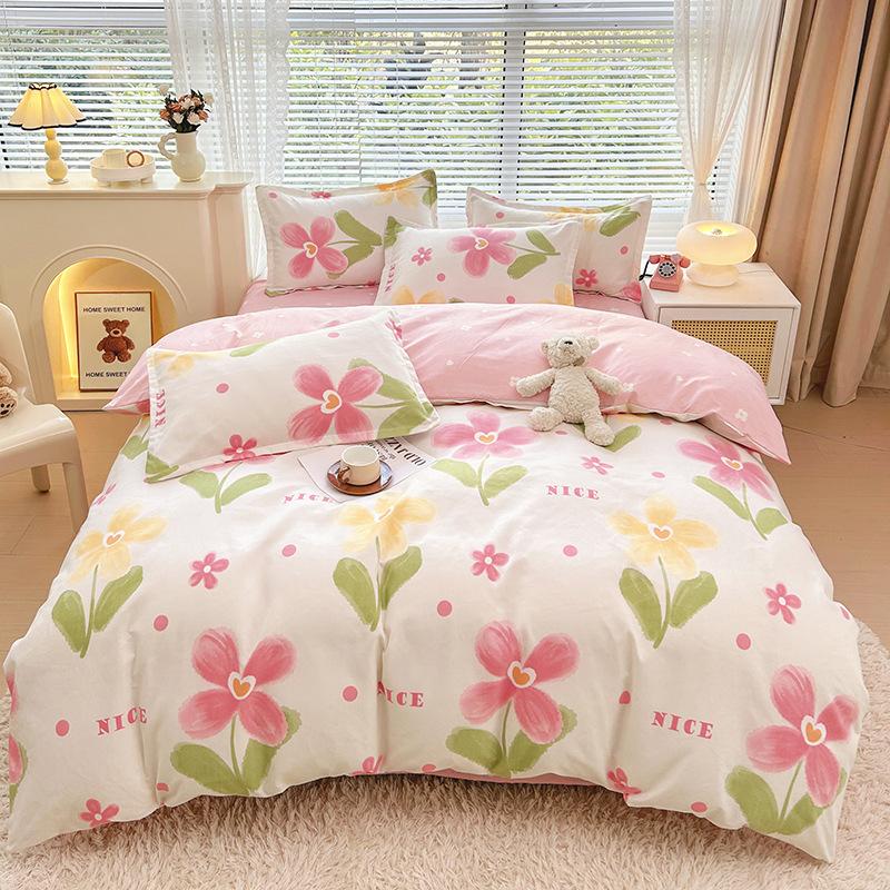 Fresh and Pastoral Style of Plants and Flowers, Dormitory Home Three-piece Set, Four-piece Set, Silky Soft and Delicate Bedding