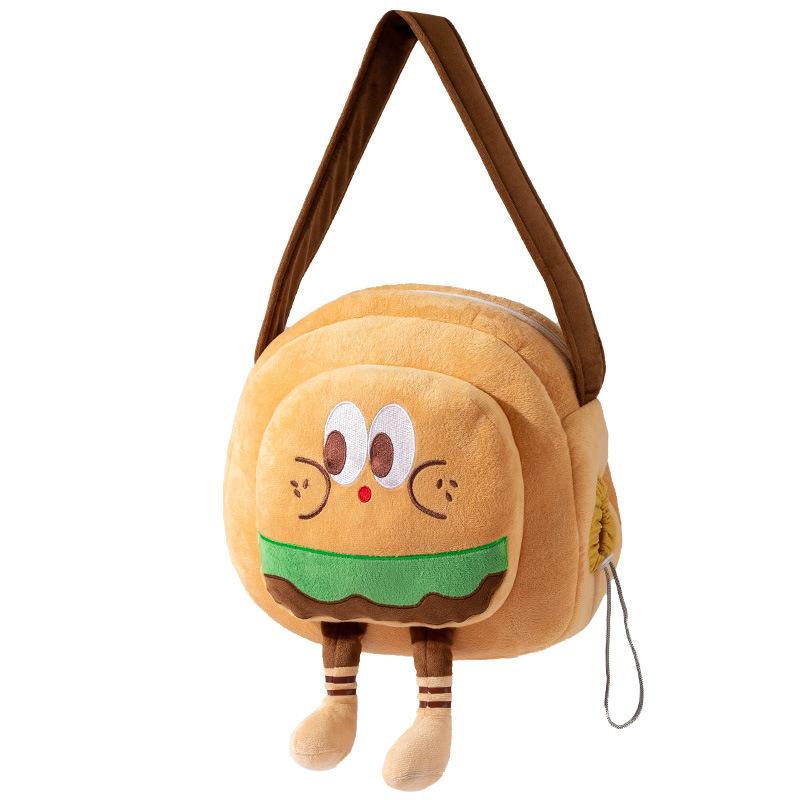 Autumn and Winter Cat Funny Burger Fries Out Bag Warm Cat Bag Dog Pet Backpack Messenger Bag Shoulder Bag