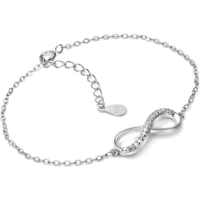 Bracelet pour femme bijoux en argent sterling zircone cubique 925 pour femmes, infinity infinity symbol infinity love bracele[A2]