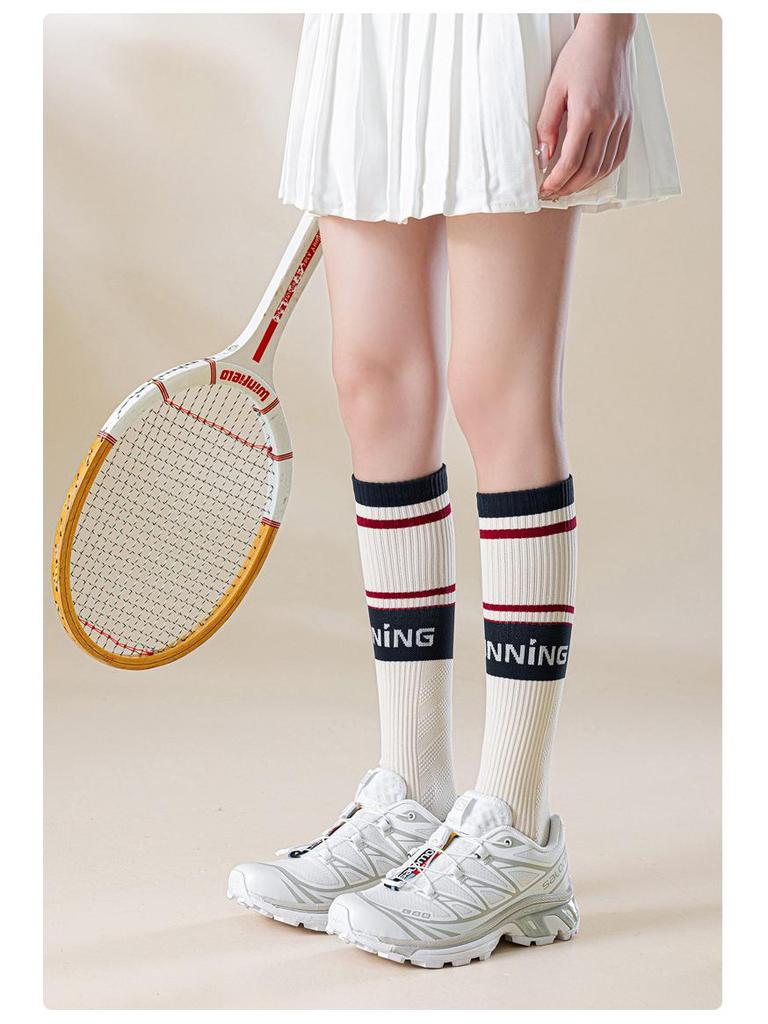 Professionelle Kompressions-Sportsocken für Laufen, Yoga, Tennis & Fitness - Atmungsaktiv Gestreift Hoher Schaft für Herbst & Winter