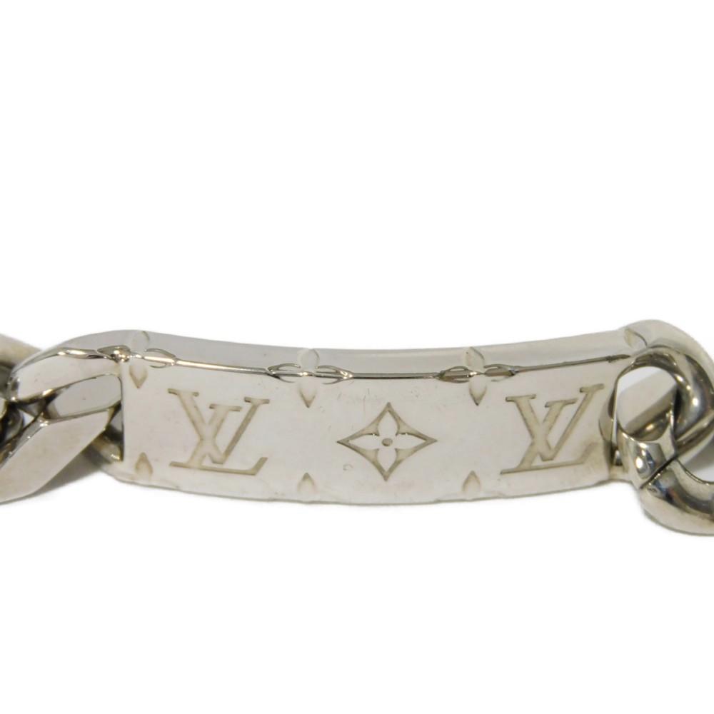 Used 12564 Bracelet Chain Monogram M62486 7986 LV Logo Flower Curb Chain Metal Silver Men's from Japan AUTHENTIC