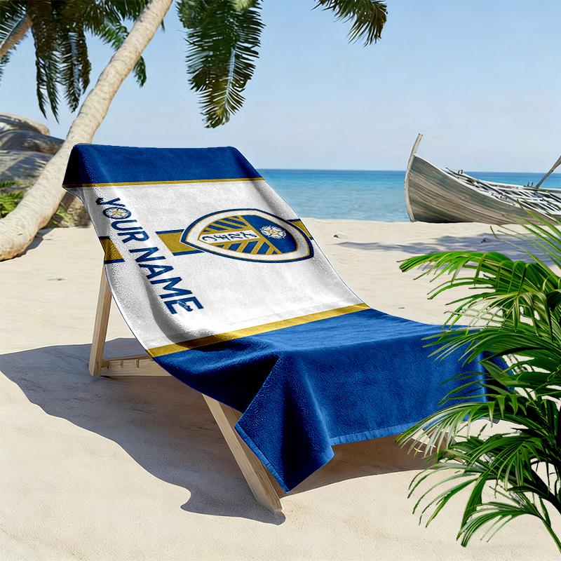 Leeds United FC Print Beach Towel, Large Soft Quick Dry Towel for Beach Camping Swimming