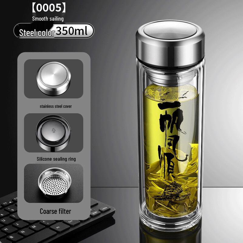 ZISIZ Portable Double Wall Glass Tumbler