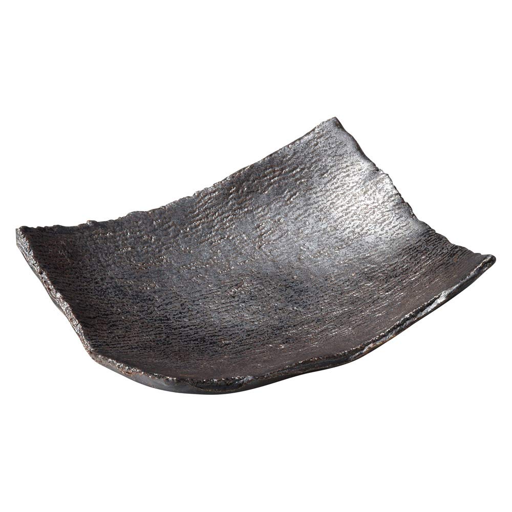 

Shigaraki ware Hechimon plate, 17cm, silver wave pattern, made in Japan, MR-3-3087