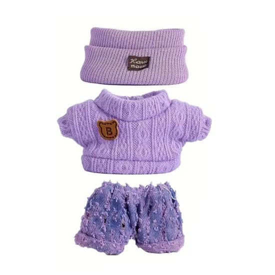 17cm Doll Clothes 3-Piece Hat Sweater Pants Sets Handmade Baby Doll Outfits Stylish Adorable Accessories for Doll Collectors