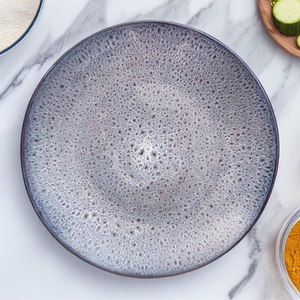 Talerz Obiadowy Duży Płytki Płaski na Obiad Ceramiczny Fioletowy 27 cm