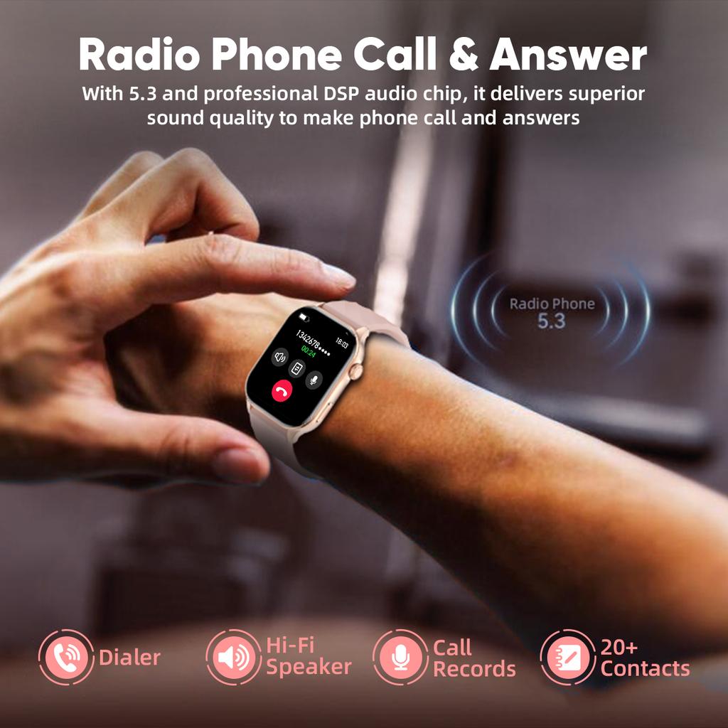 For Android iOS Smart Watch 2.01" Full Touch Screen Bluetooth Call Heart Rate Waterproof Sports Bracelet Smartwatch Women
