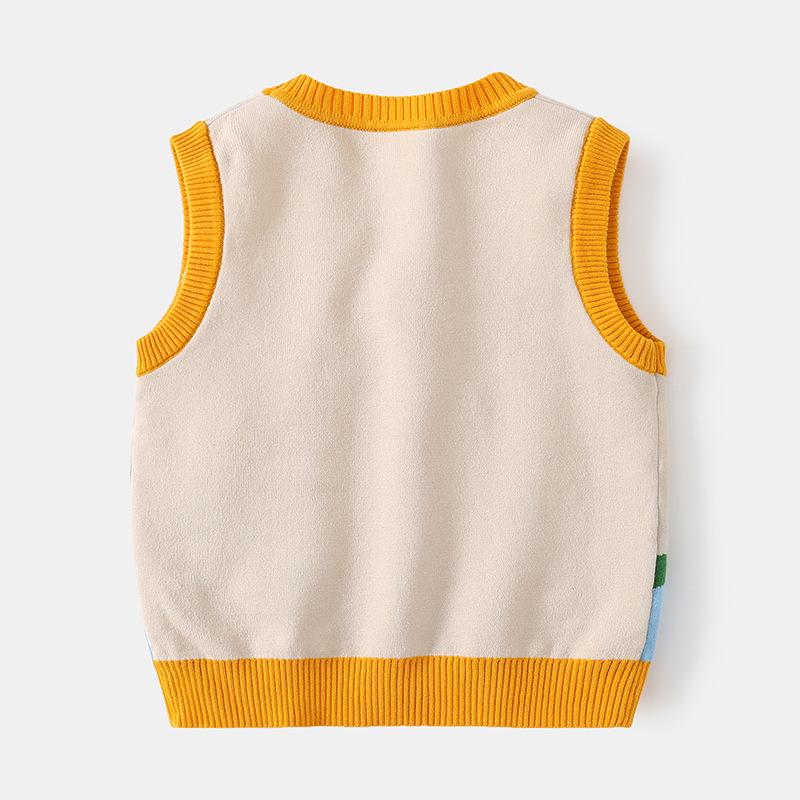 Gilet in Cotone per Bambini Gilet con Bottoni a Cartone Animato Monopetto Senza Maniche Cardigan Moda Autunnale per Bambini Piccoli e Bambini