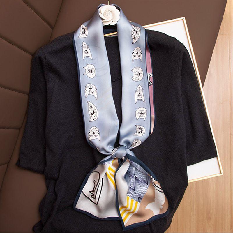 Sciarpa di Seta a Doppio Strato Sciarpa di Seta di Gelso Sciarpa Versatile da Donna Primavera e Autunno Giappone e Corea Sciarpa Lunga Stretta Decorativa Striscia