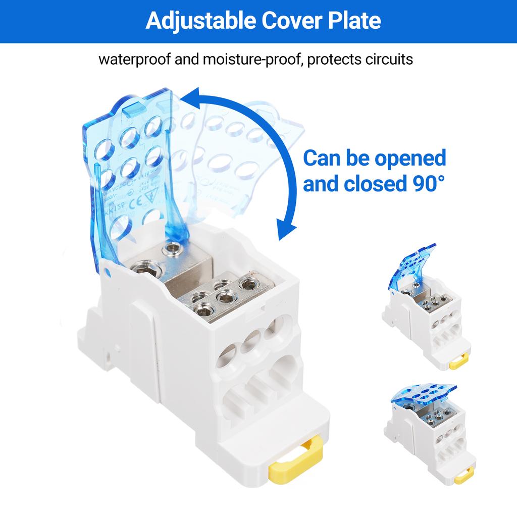 1 Pack 6 Positions Screw Terminal Strip Blocks with Cover Junction Box Branch Box Din Rail Terminal Block Wire Box