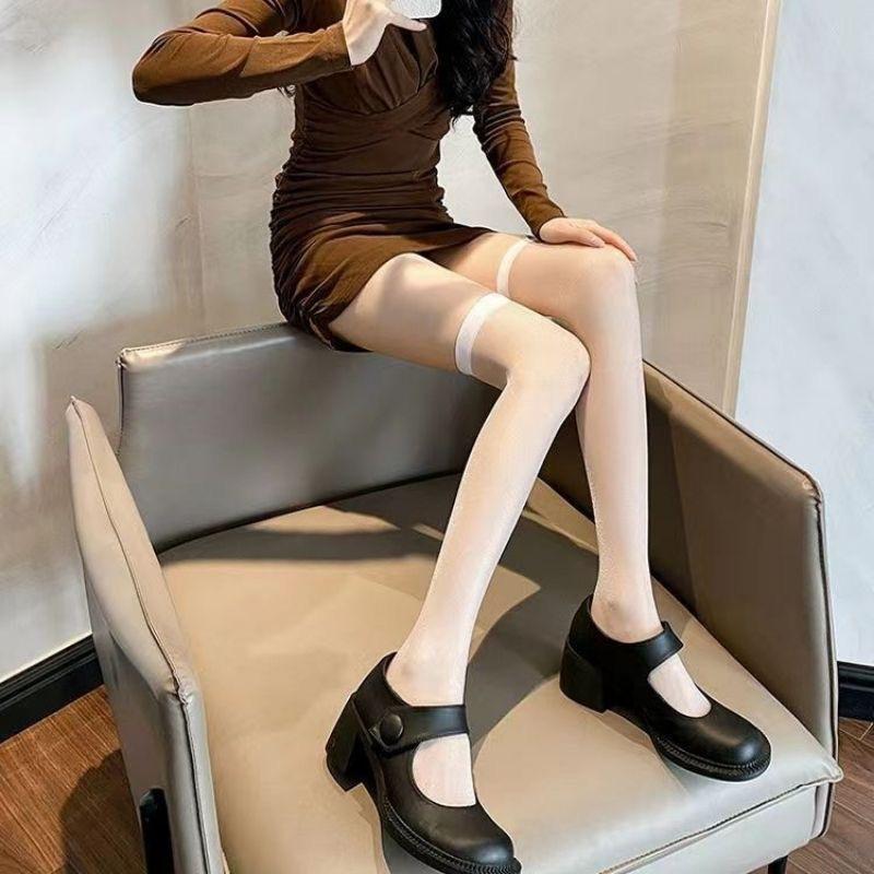 White Silk Bow Jk Knee Socks Children Sexy White Pure Desire High Stockings Lace Thin Attack Speed Black Stockings