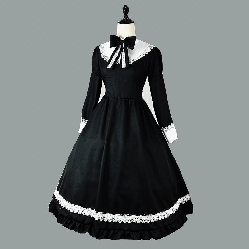 Black Cute Lolita Long Skirt Maid Costumes Girls Women Lovely Maid Cosplay Costume Animation Show Japanese Outfit Dress Clothes