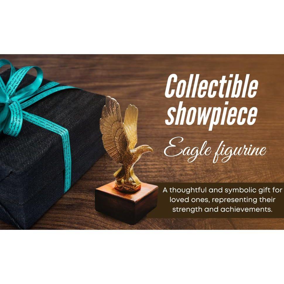 Águia Voadora de Metal com Base Peça de Exibição Estátua Decorativa Peça de Exibição Antiga Troféu Prêmio Lembrança, Força de Poder Vastu, 24 Cm, 10 Cm, Dourado