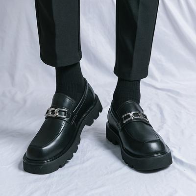 Fashion Trendy Men Loafers Thick-soled Heightening British Style High-Level Business Casual Slip-On Party Outdoor Walking Shoes