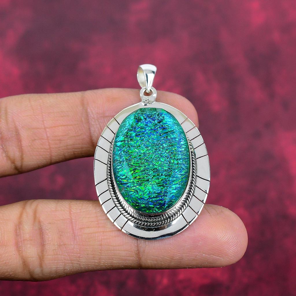 Green Triplet Opal 925 Solid Sterling Silver Pendant, Handmade Gemstone Pendant Jewelry, Gifts For Wife Brand New Pendant