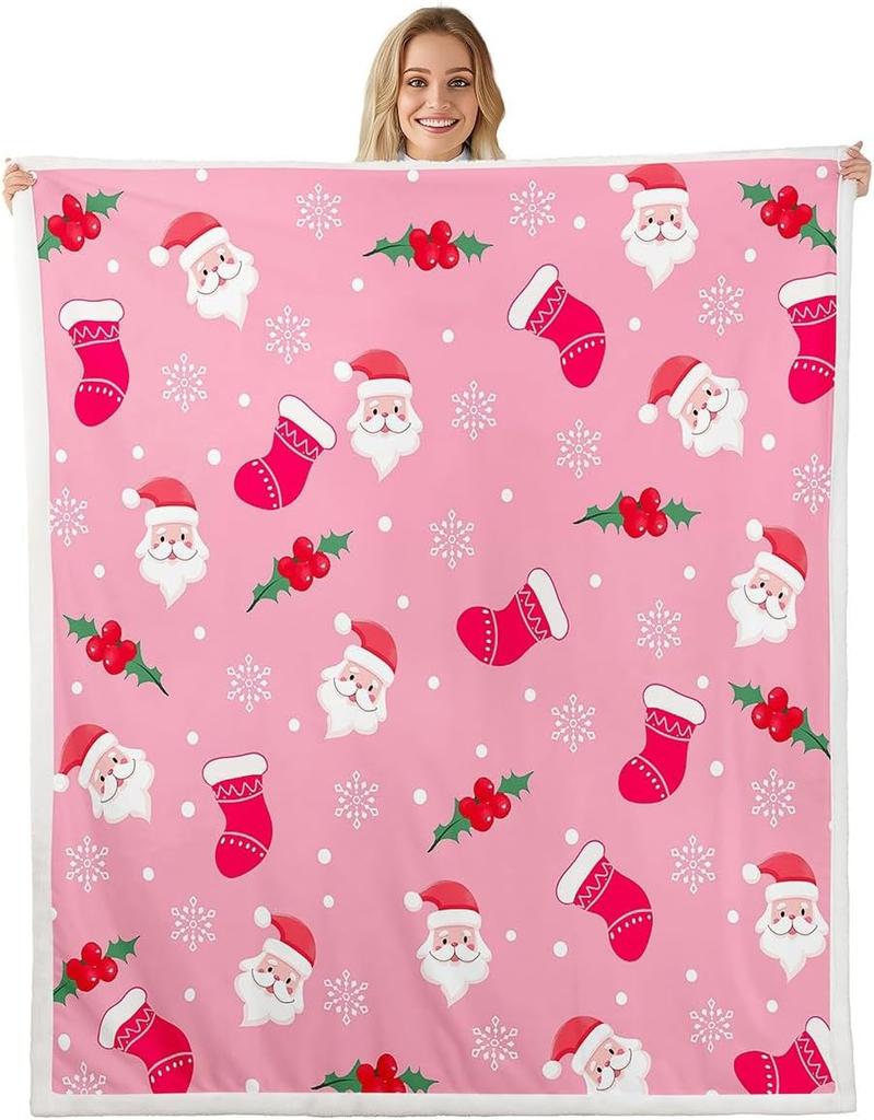 Merry Christmas Sherpa Throw Blanket for Couch Gnomes Super Soft Cozy Fleece Santa Claus Blanket for Winter,Plush Xmas Tree Baby