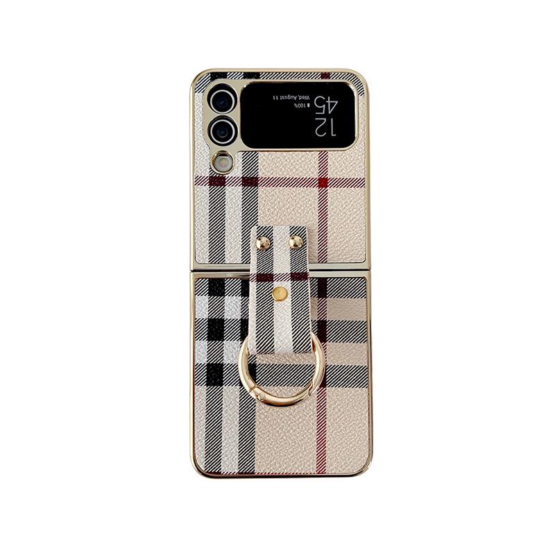 Samsung Galaxy Z Flip3/4 Electroplated Plaid Ring Buckle Case