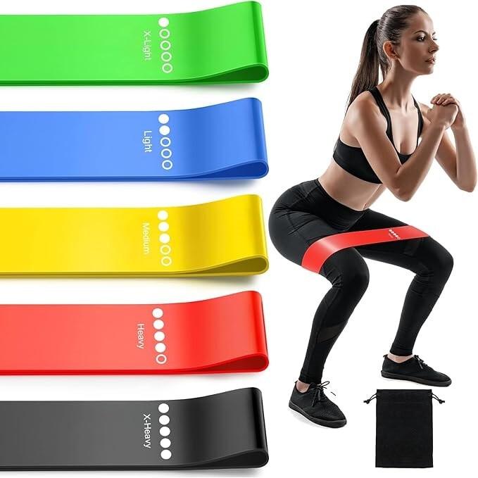 5 Pack Mini Resistance Bands Set, Latex Elastic Workout Bands for Gym Fitness Yoga Pilates Rehabilitation Training, 5 Levels of Difficulty, Multicolor