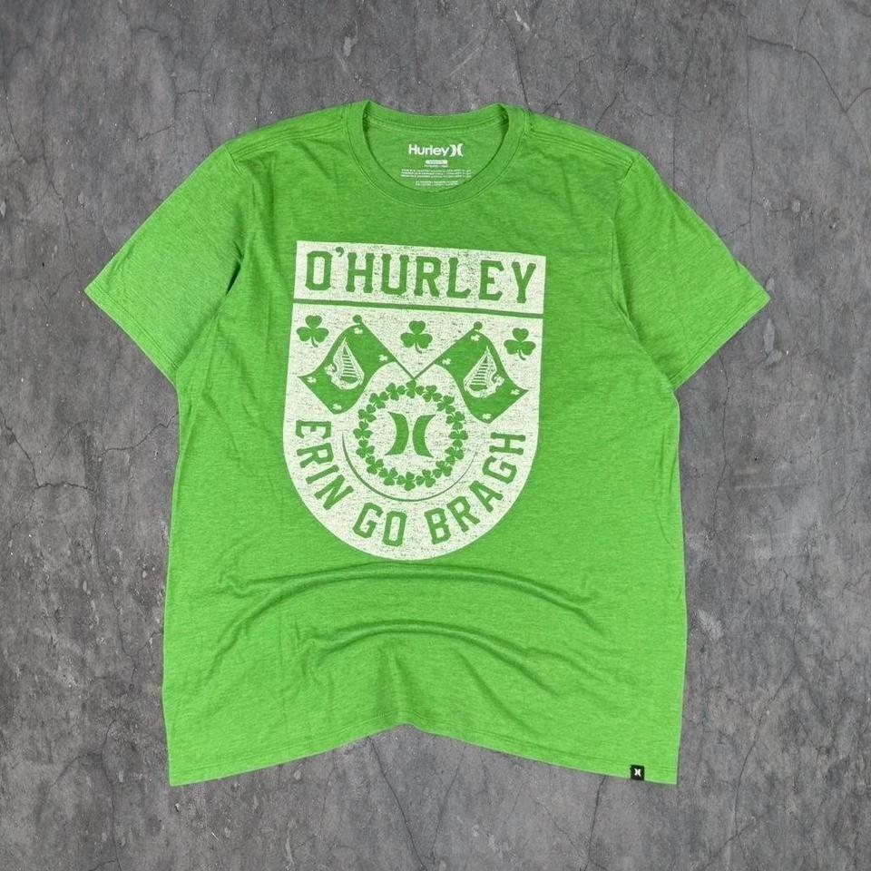 

Hurley green St. Patrick s Day tee Size M Graphic Logo Print 4 Leaf Clover 2XL