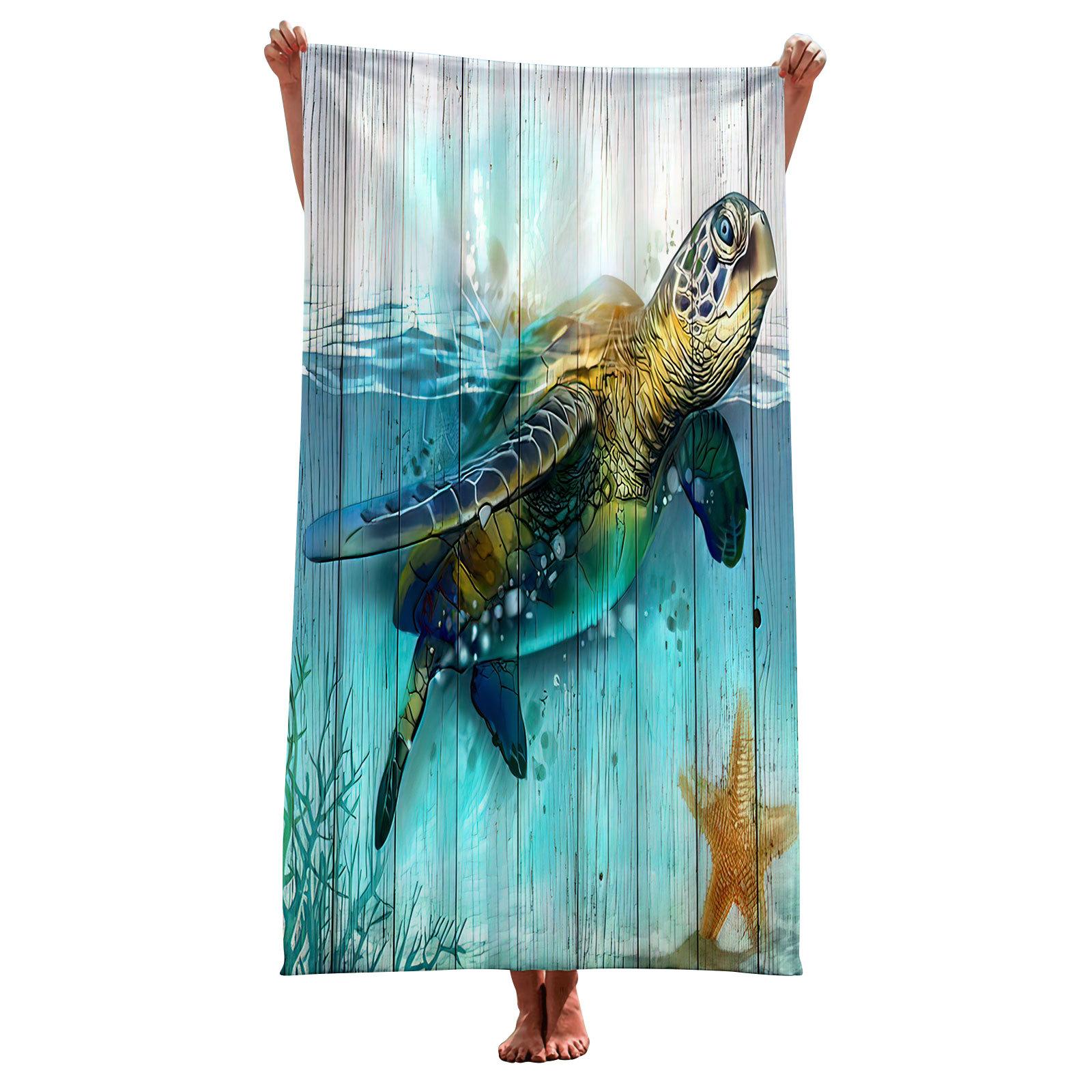 

Sea Turtle Beach Towel Microfiber Ocean Animal Bath Towel Nautical Theme Quick Dry Towels for Kids Adults Swimming Sports Travel W40*H60(CM)