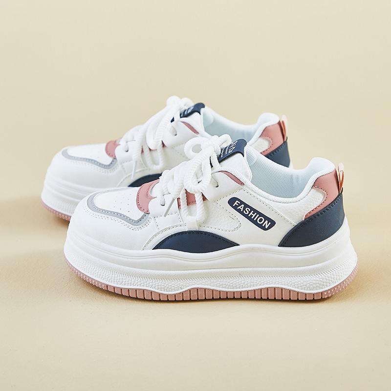 Spring White Shoes New Style of Female Students' Thick-soled High-rise Sports Shoes Casual Shoes