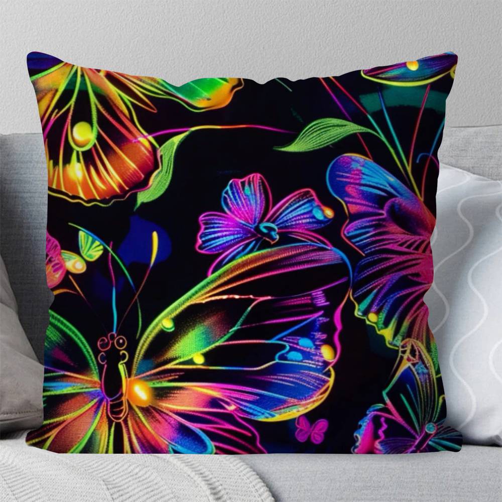 Magical Colorful Butterfly Pillow Case Fashion Square Pillowcase Bedroom Sofa Room Ins Decoration Leisure