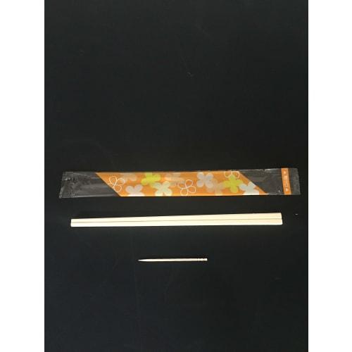 Yamato Bussan Disposable Chopsticks, Natural, 20cm Long, Flower Orange, Individually Wrapped, with Toothpicks, Pack of 100