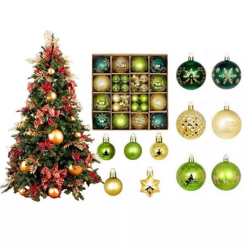Charming 44 Piece Decorative Christmas Balls In Unique Shapes For Elegant Holiday Display